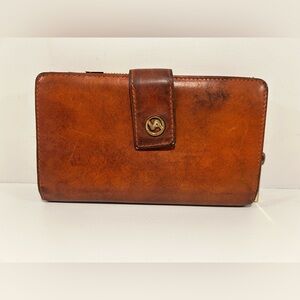 Valentina Genuine Leather Zip Around Organizer Wallet Brown Vintage Multi Card